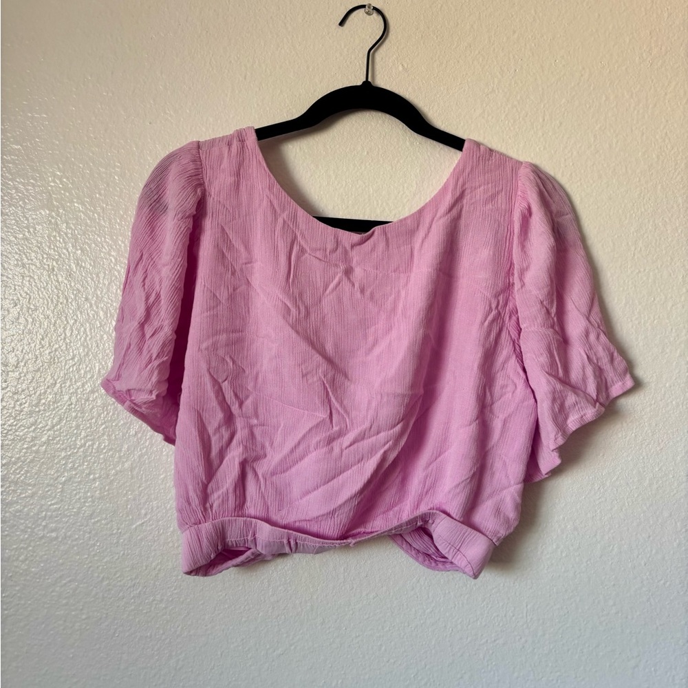 Abercrombie & Fitch // Knot Front Flutter Sleeve Pink Top - Picture 5 of 5
